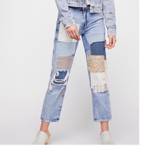Free People Patchwork Carpenter Jeans - Picture 3 of 13